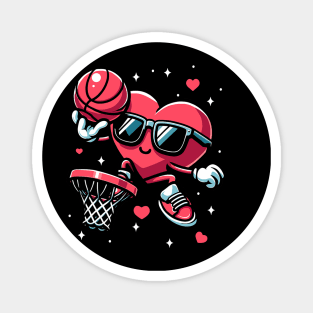 Funny Valentines Day Heart Basketball Player Boys Girls Kids Magnet